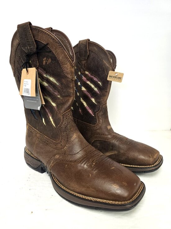 Cody James Men\'s MLBF-3 Scratch American Flag Lite Western Boot Brown Size 10D main image 4